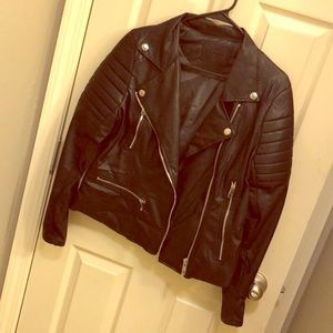 Leather zip up jacket